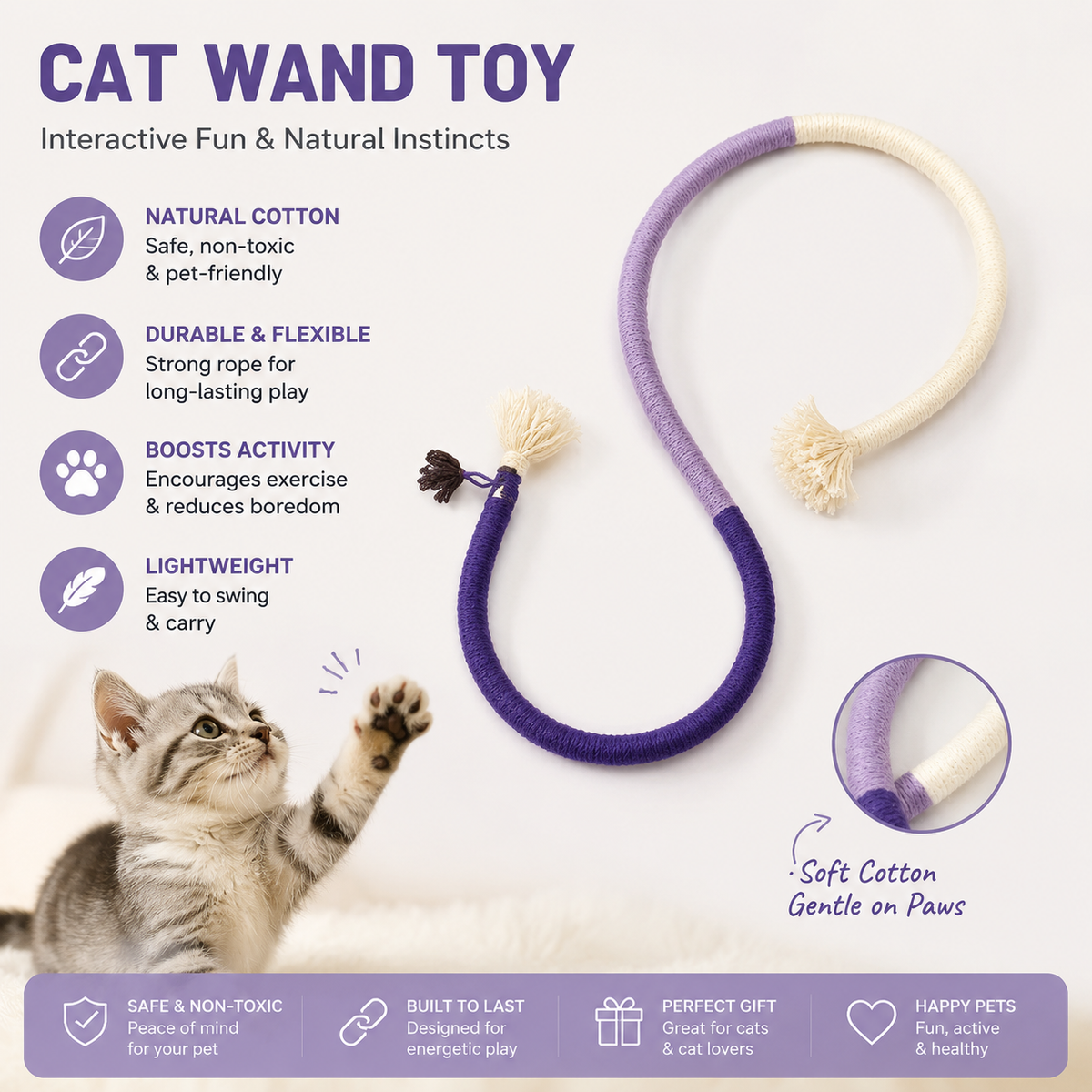 【Pawzioo】Colorful Cotton Rope Cat Wand Toy