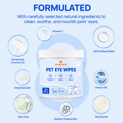 PAWVIVI  Pet Eye Wipes Tear Stain Remover 50 Pads for dogs and cats