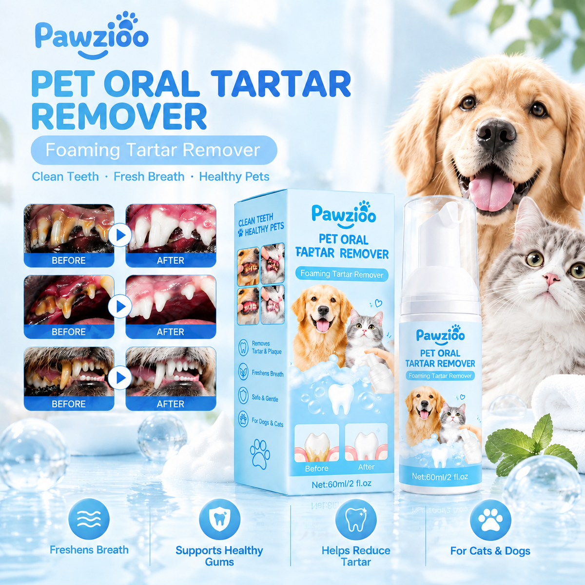 🐾50% OFF NOW! Gentle Pet Dental Cleaning Spray‑  Safe Oral Care Solution to Eliminate Bad Breath & Reduce Plaque