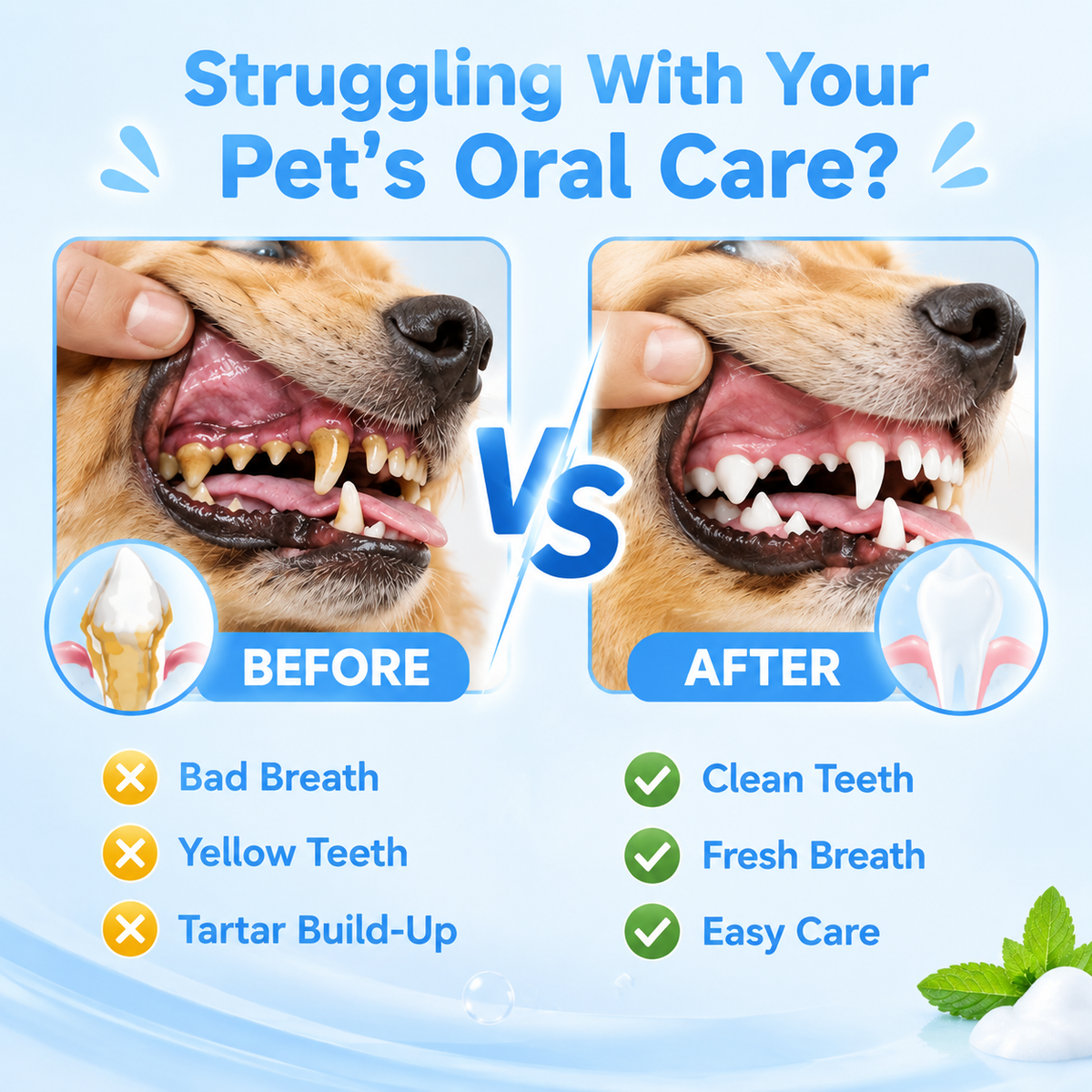 🐾50% OFF NOW! Gentle Pet Dental Cleaning Spray‑  Safe Oral Care Solution to Eliminate Bad Breath & Reduce Plaque